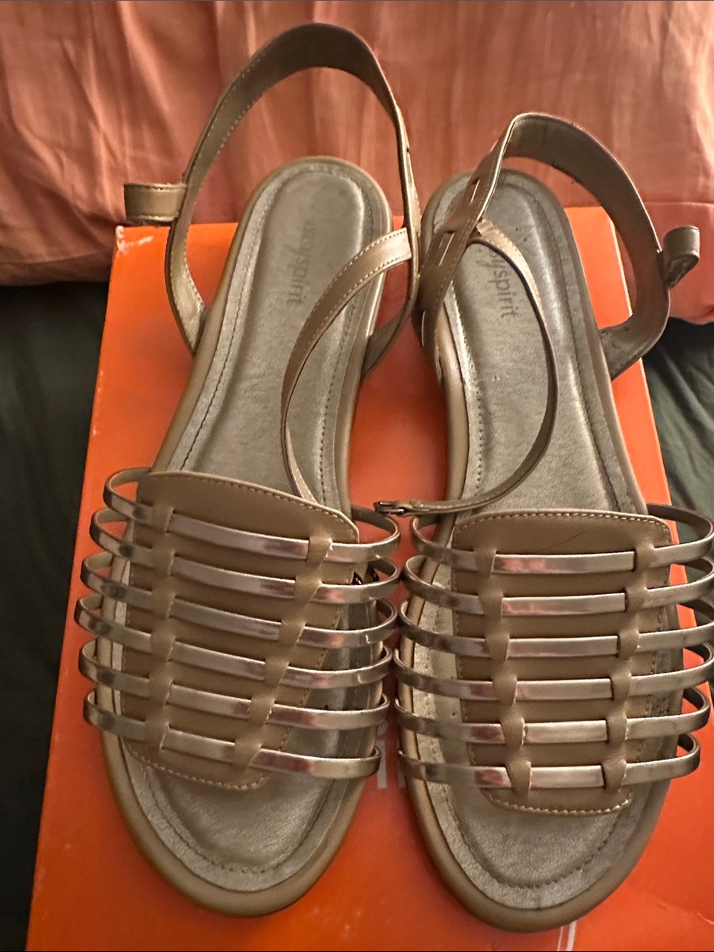 Esprit Women's Metallic Bronze Multi-Strap Slingback Sandals